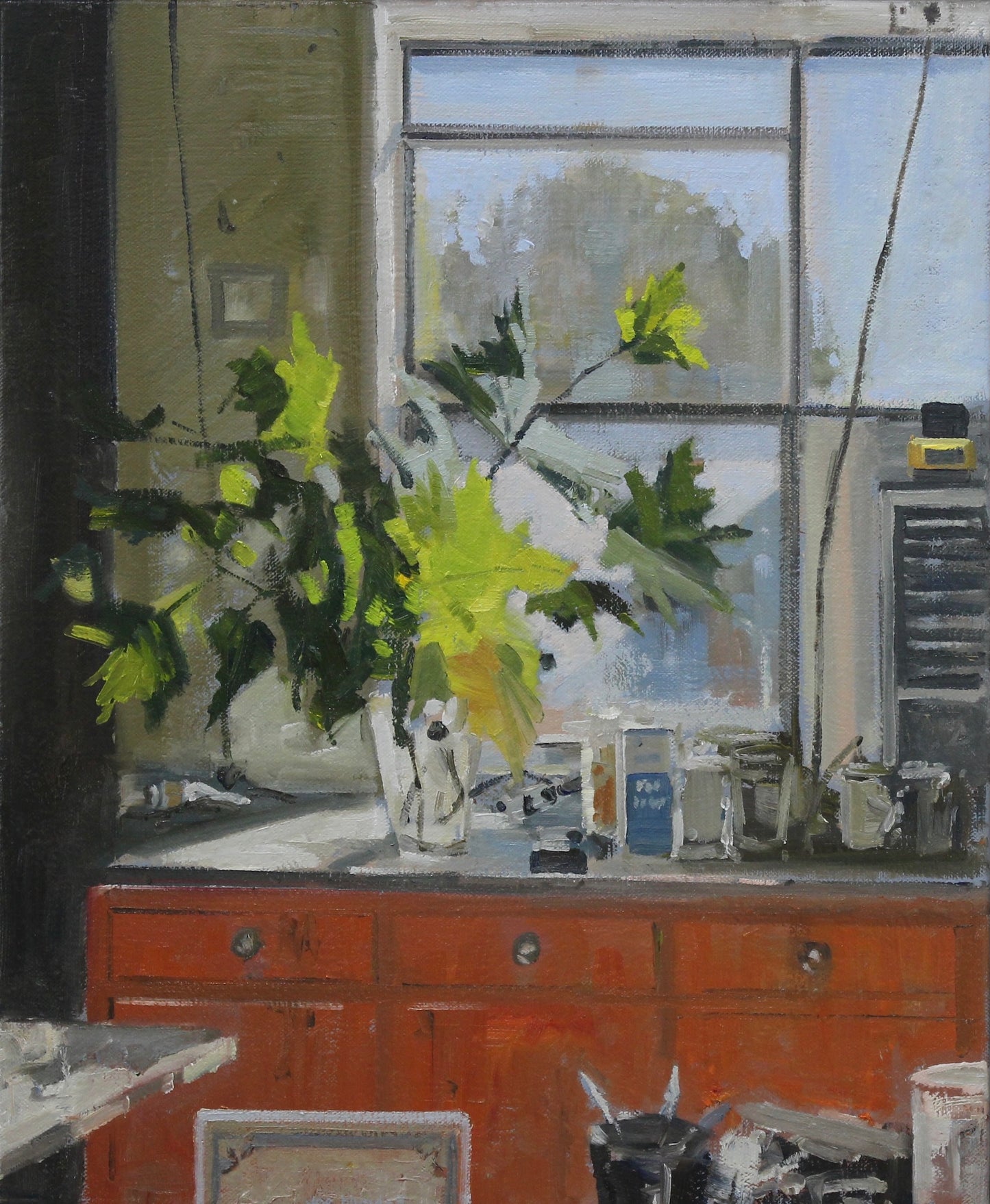 Artist's studio, late afternoon, 56 X 46 oil on linen framed