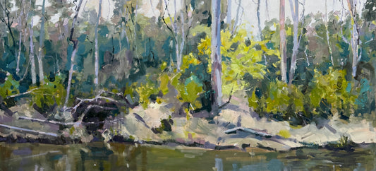 Riverbank (large study) 71 X 152cm oil on canvas