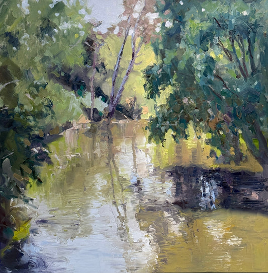 The Riverbend, 71cm X71cm, oil on canvas, framed