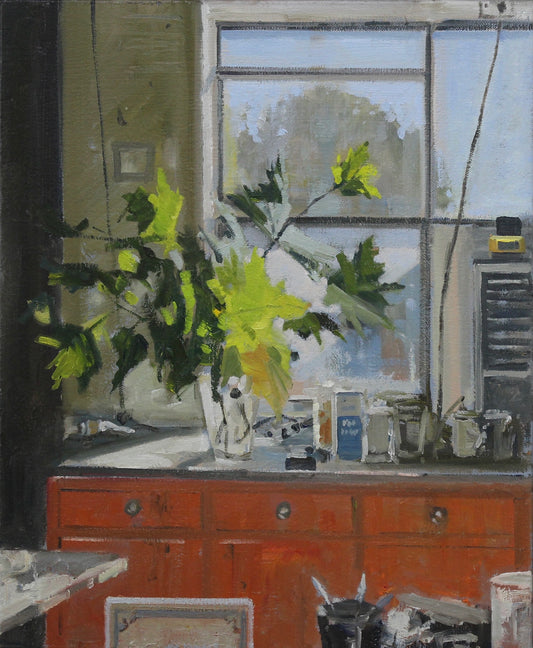 Artist's studio, late afternoon, 56 X 46 oil on linen framed